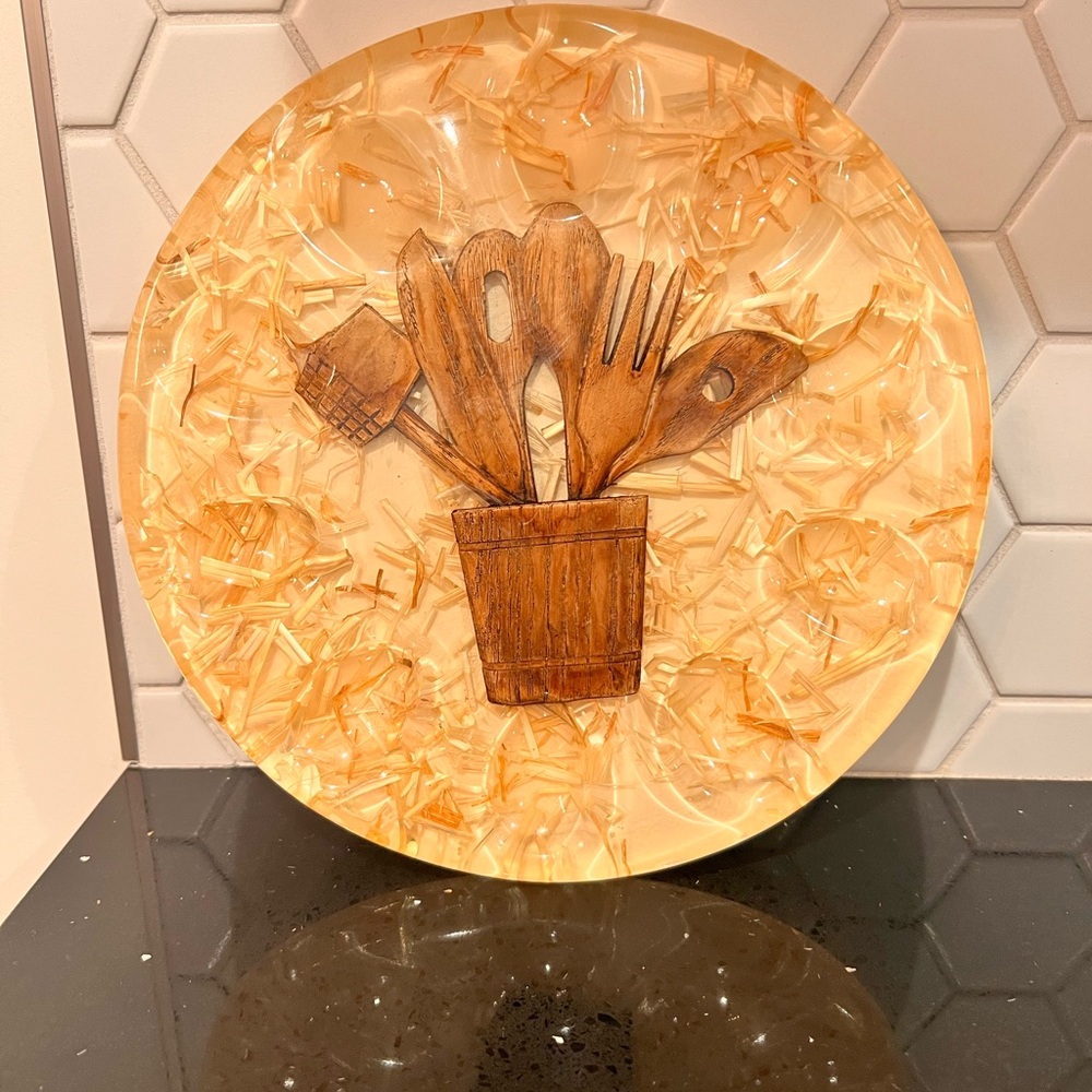 1960-1970s Decorative Resin Deviled Egg Plate with Utensil Design